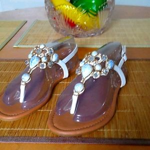 Rhinestones Gemstone Thong Style Sandals
